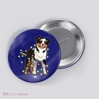 Christmas Lights Australian Shepherd Dog Lover Xmas Gift Cute Gift Button thumb 0