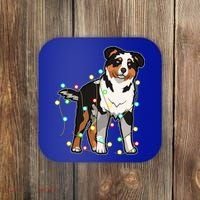 Christmas Lights Australian Shepherd Dog Lover Xmas Gift Cute Gift Coaster thumb 0