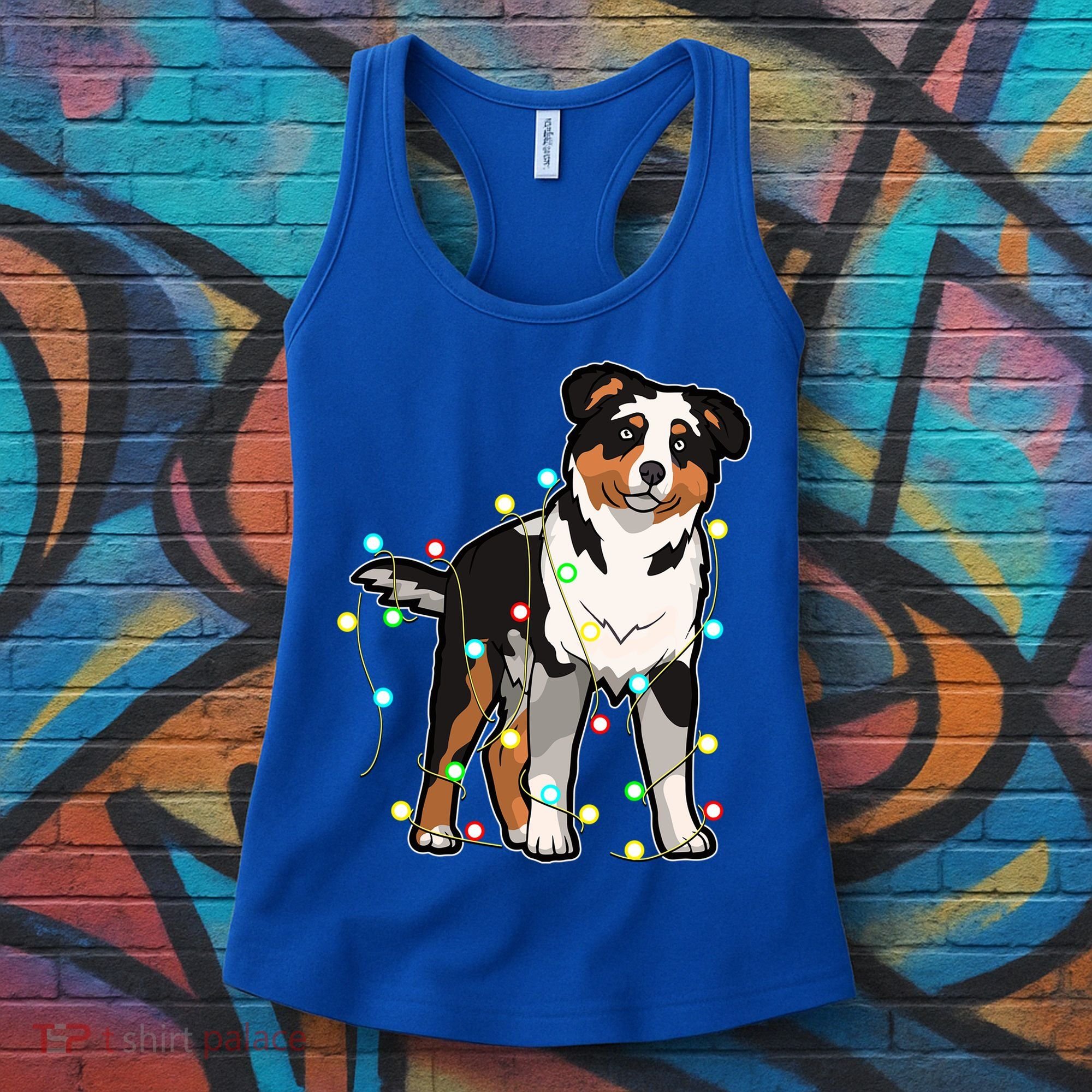 Christmas Lights Australian Shepherd Dog Lover Xmas Gift Cute Gift Women's Tank Top