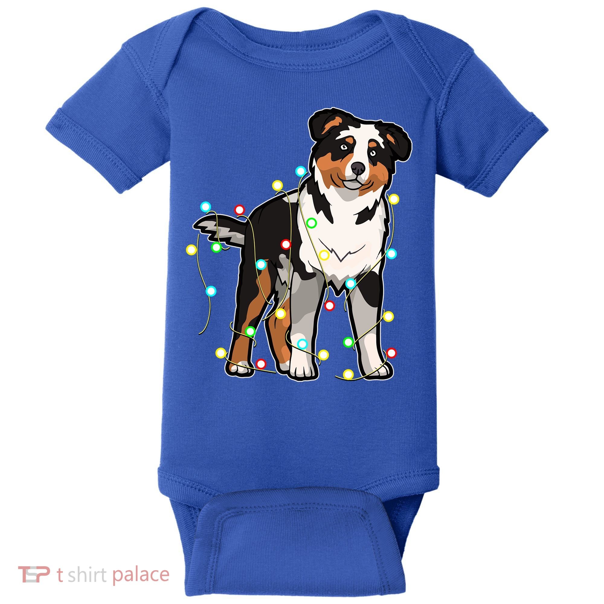 Christmas Lights Australian Shepherd Dog Lover Xmas Gift Cute Gift Baby Bodysuit