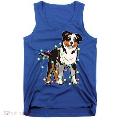Christmas Lights Australian Shepherd Dog Lover Xmas Gift Cute Gift Tank Top