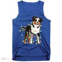 Christmas Lights Australian Shepherd Dog Lover Xmas Gift Cute Gift Tank Top thumb 0