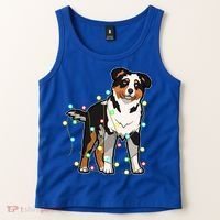 Christmas Lights Australian Shepherd Dog Lover Xmas Gift Cute Gift Tank Top thumb 2