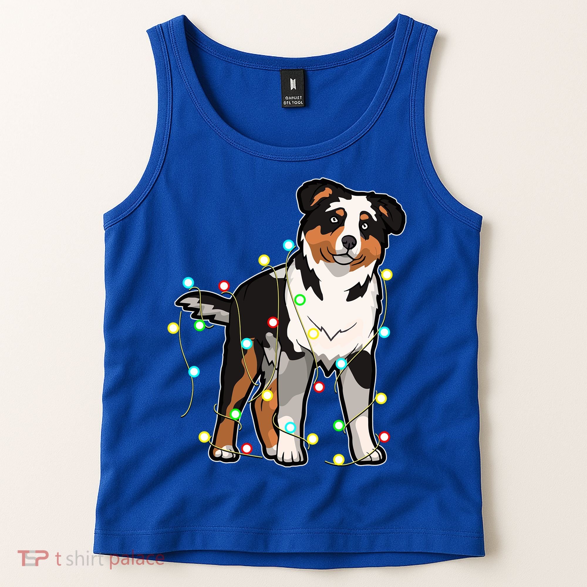 Christmas Lights Australian Shepherd Dog Lover Xmas Gift Cute Gift Tank Top