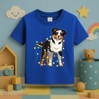 Christmas Lights Australian Shepherd Dog Lover Xmas Gift Cute Gift Toddler T-Shirt thumb 3