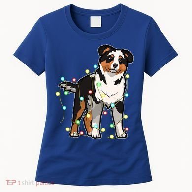 Christmas Lights Australian Shepherd Dog Lover Xmas Gift Cute Gift Women's T-Shirt