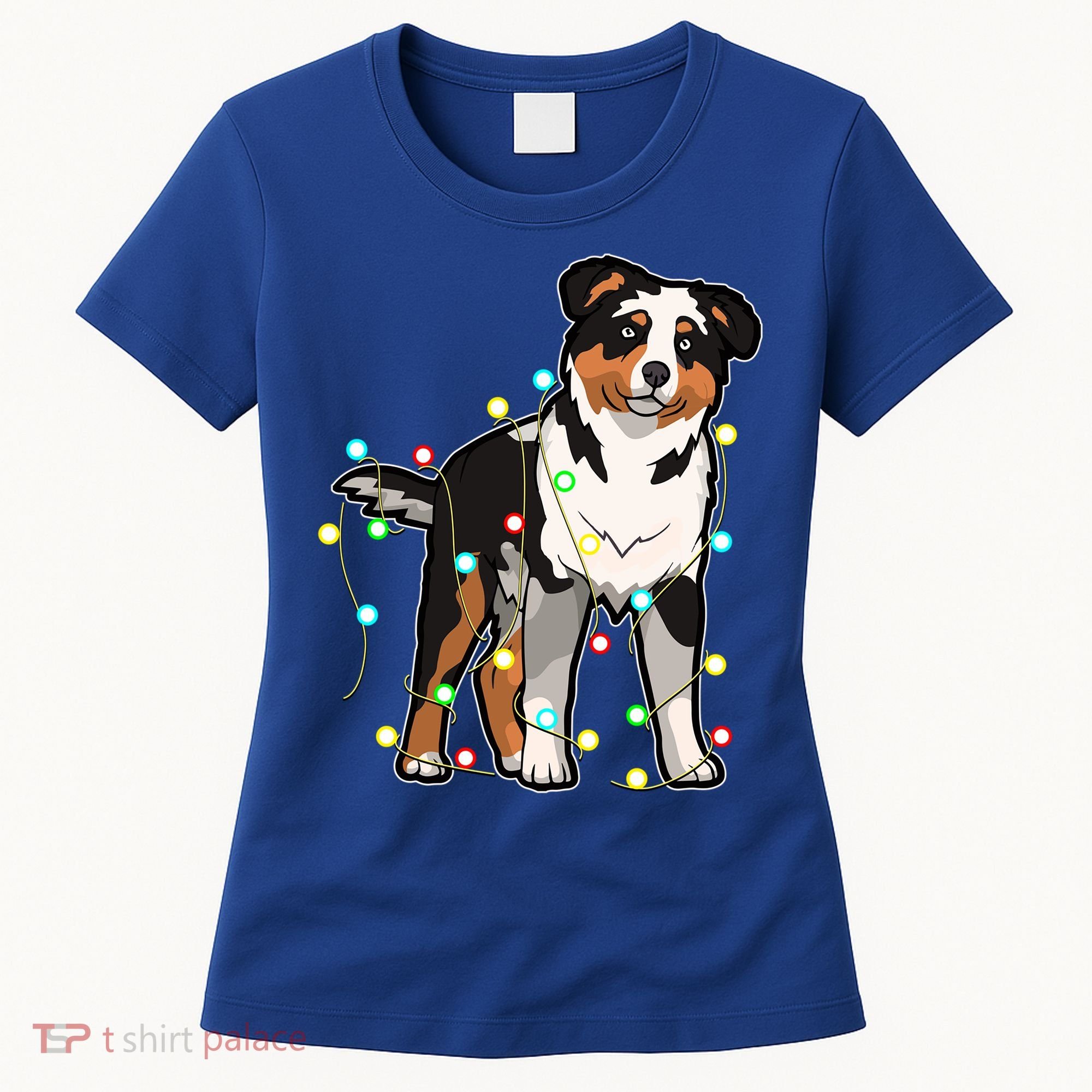 Christmas Lights Australian Shepherd Dog Lover Xmas Gift Cute Gift Women's T-Shirt
