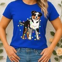 Christmas Lights Australian Shepherd Dog Lover Xmas Gift Cute Gift Women's T-Shirt thumb 2