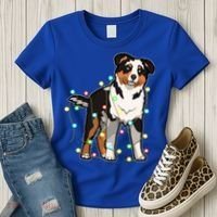 Christmas Lights Australian Shepherd Dog Lover Xmas Gift Cute Gift Women's T-Shirt thumb 3