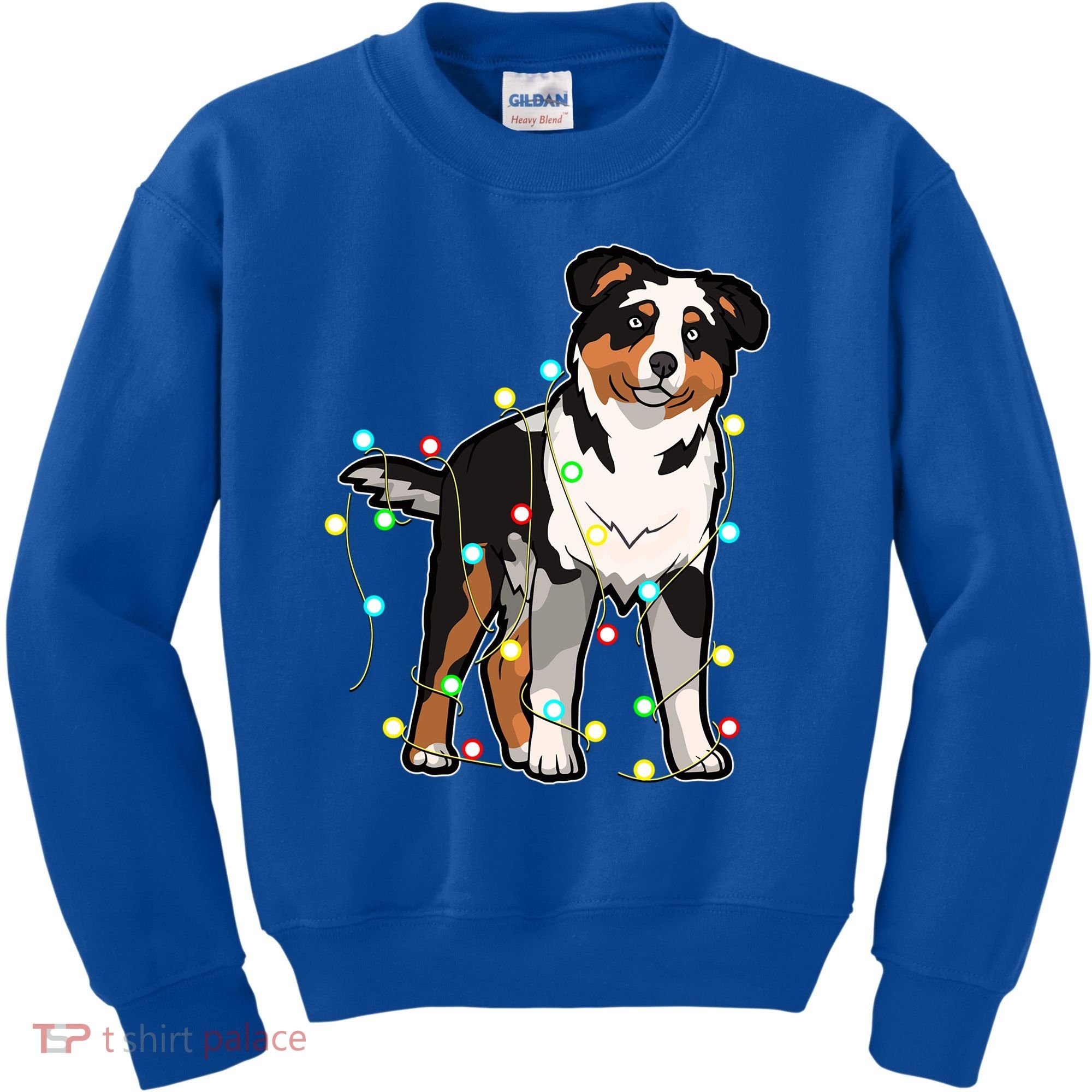 Christmas Lights Australian Shepherd Dog Lover Xmas Gift Cute Gift Kids Sweatshirt
