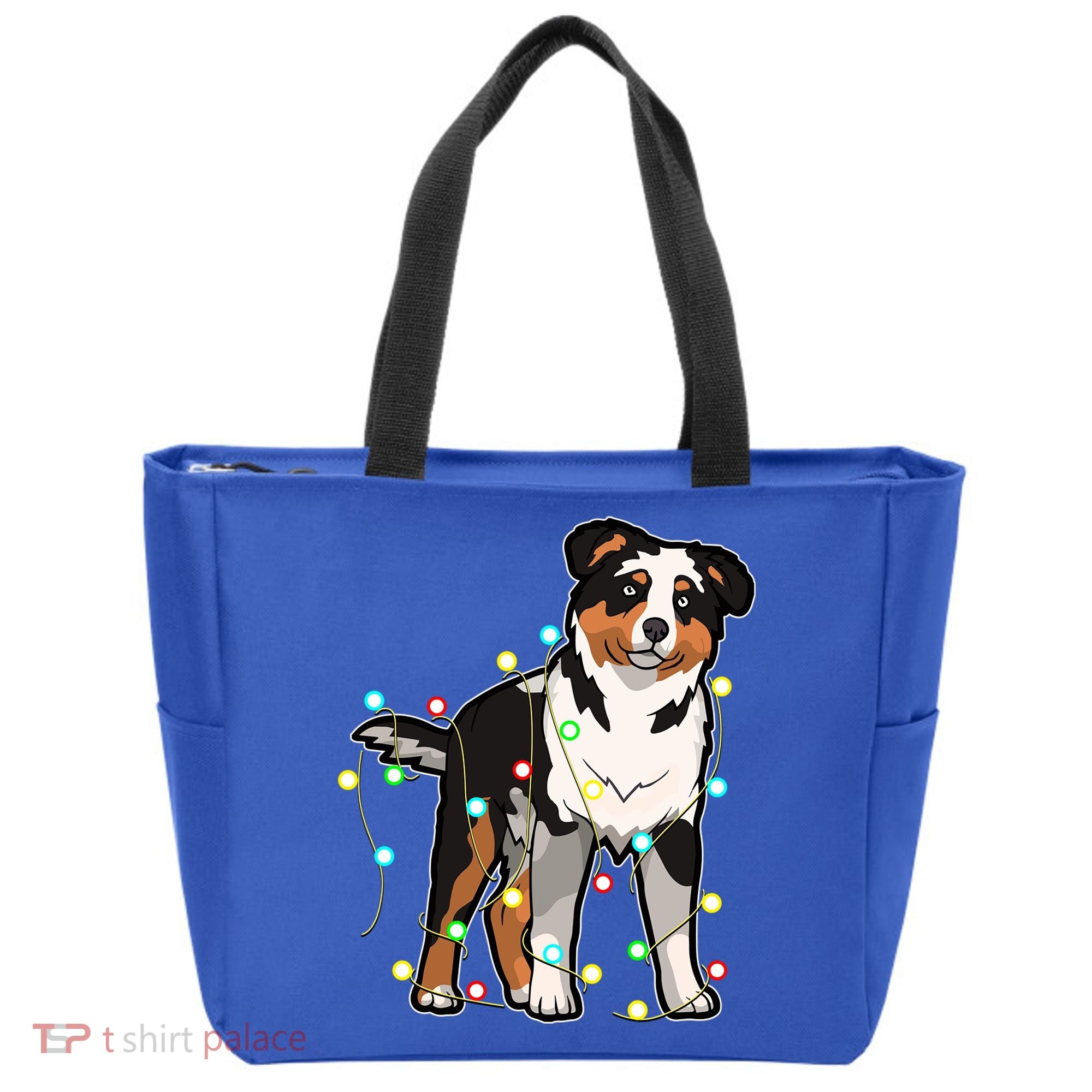 Christmas Lights Australian Shepherd Dog Lover Xmas Gift Cute Gift Tote Bag