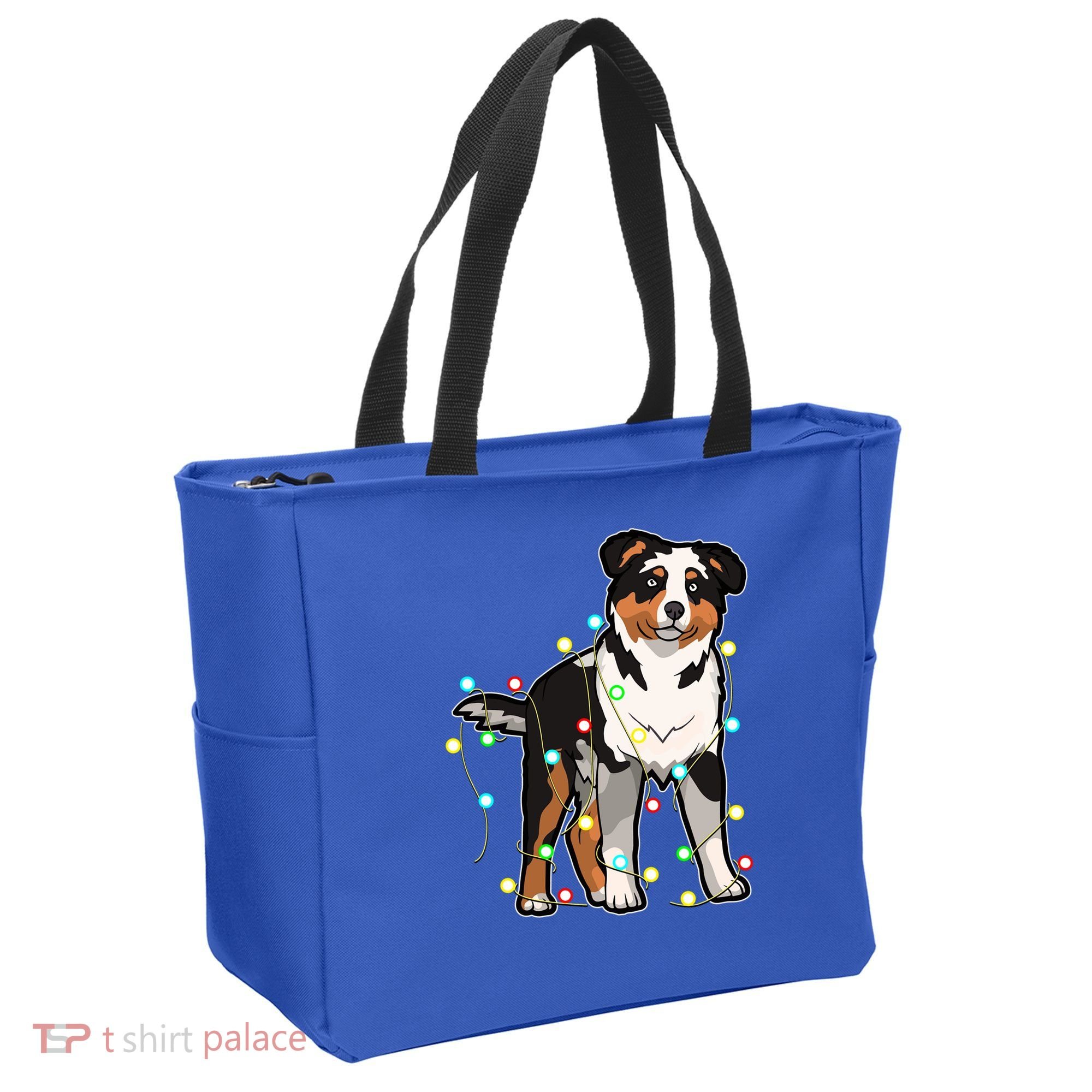 Christmas Lights Australian Shepherd Dog Lover Xmas Gift Cute Gift Tote Bag