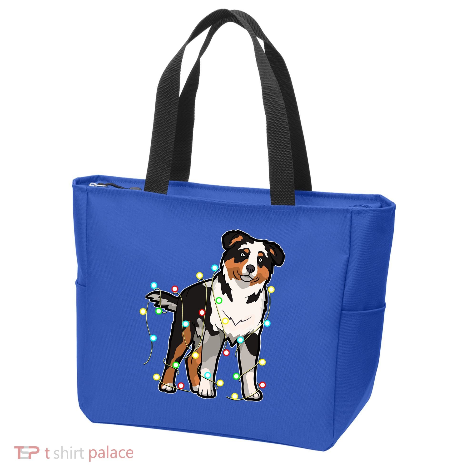 Christmas Lights Australian Shepherd Dog Lover Xmas Gift Cute Gift Tote Bag