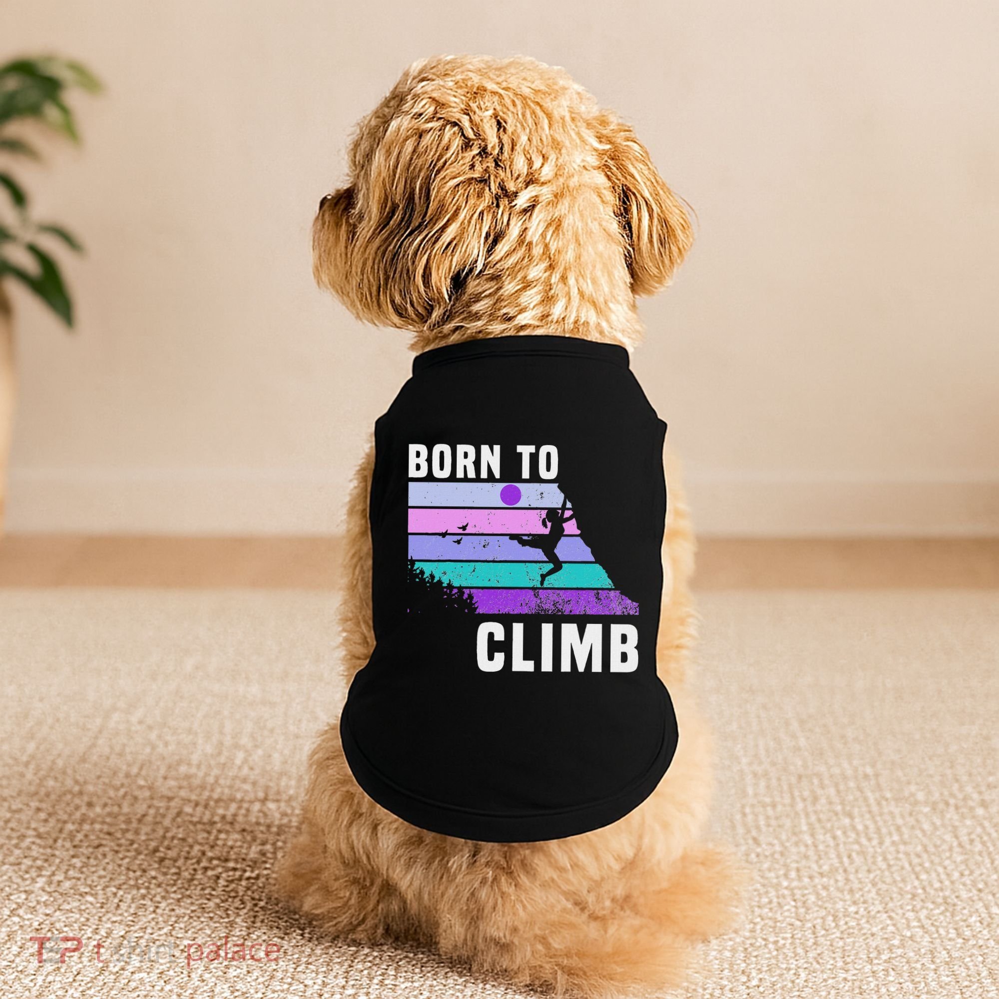Climb Like A Girl Retro Sunset Rocks Born To Climb Doggie Tank