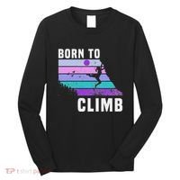 Climb Like A Girl Retro Sunset Rocks Born To Climb Long Sleeve Shirt thumb 0