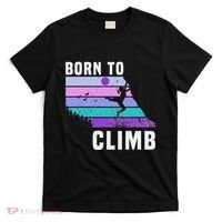 Climb Like A Girl Retro Sunset Rocks Born To Climb T-Shirt thumb 0