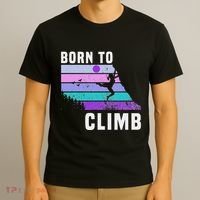 Climb Like A Girl Retro Sunset Rocks Born To Climb T-Shirt thumb 3