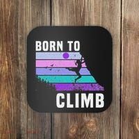 Climb Like A Girl Retro Sunset Rocks Born To Climb Coaster thumb 0