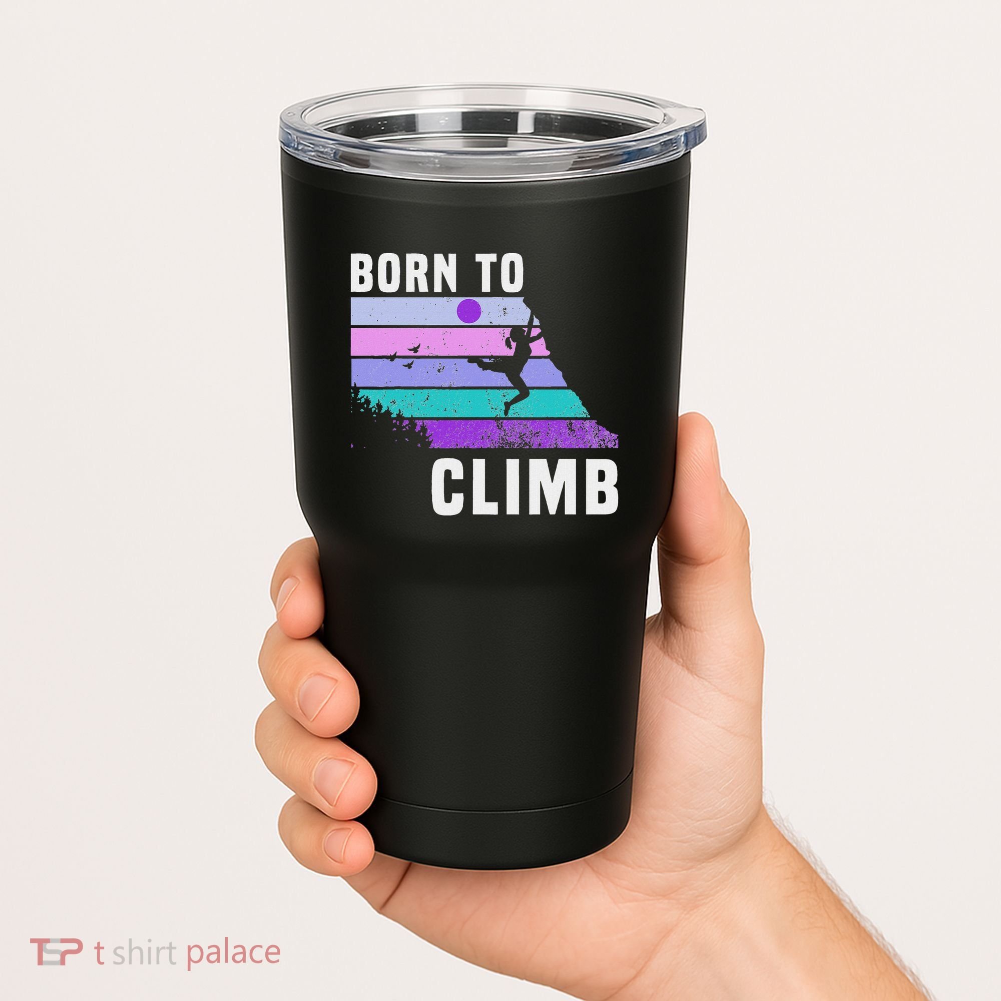 Climb Like A Girl Retro Sunset Rocks Born To Climb Tumbler