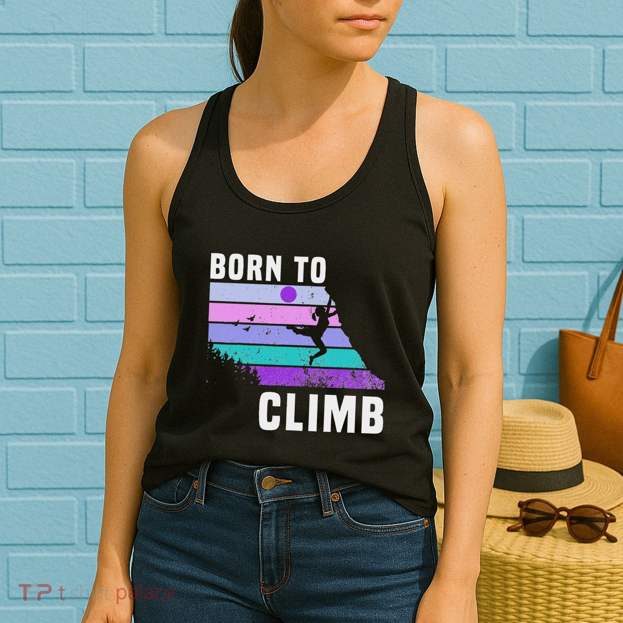 Climb Like A Girl Retro Sunset Rocks Born To Climb Women's Tank Top