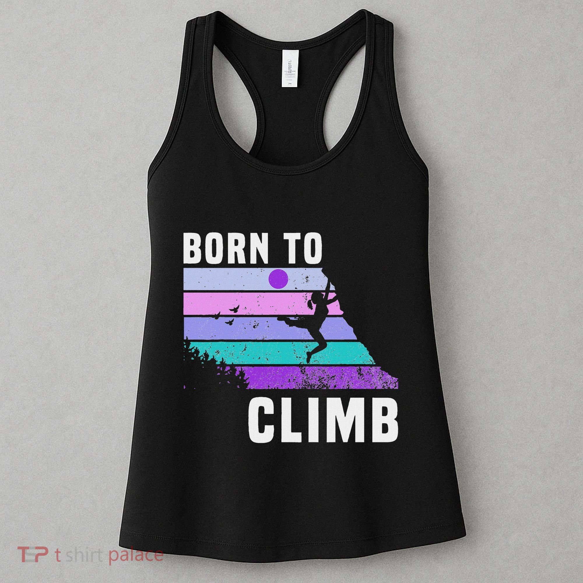 Climb Like A Girl Retro Sunset Rocks Born To Climb Women's Tank Top