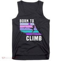 Climb Like A Girl Retro Sunset Rocks Born To Climb Tank Top thumb 0