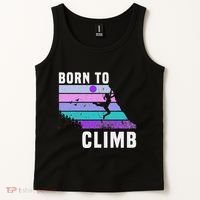 Climb Like A Girl Retro Sunset Rocks Born To Climb Tank Top thumb 2