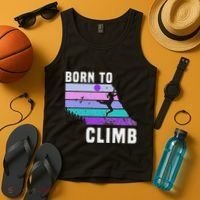 Climb Like A Girl Retro Sunset Rocks Born To Climb Tank Top thumb 4