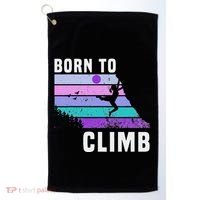 Climb Like A Girl Retro Sunset Rocks Born To Climb Golf Towel thumb 0