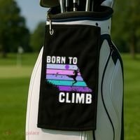 Climb Like A Girl Retro Sunset Rocks Born To Climb Golf Towel thumb 2