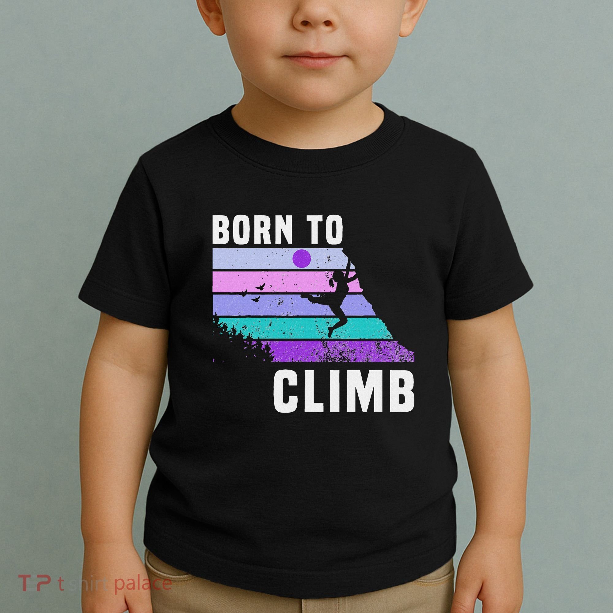Climb Like A Girl Retro Sunset Rocks Born To Climb Toddler T-Shirt