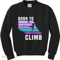 Climb Like A Girl Retro Sunset Rocks Born To Climb Kids Sweatshirt thumb 0
