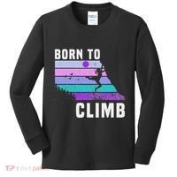 Climb Like A Girl Retro Sunset Rocks Born To Climb Kids Long Sleeve Shirt thumb 0