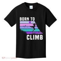 Climb Like A Girl Retro Sunset Rocks Born To Climb Kids T-Shirt thumb 0
