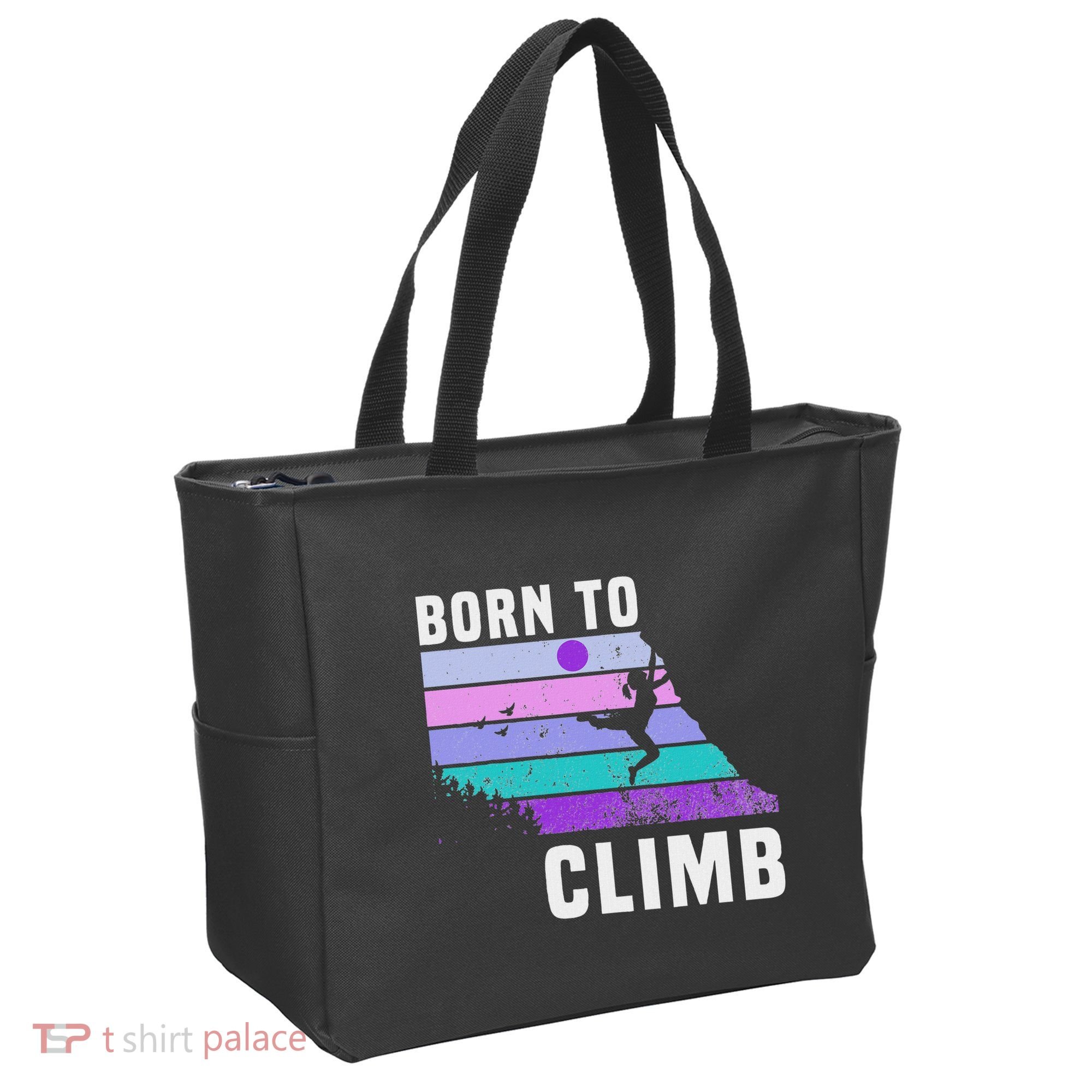 Climb Like A Girl Retro Sunset Rocks Born To Climb Tote Bag