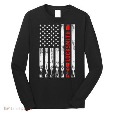 Cool Locksmith Art American Flag Lock Picker Long Sleeve Shirt