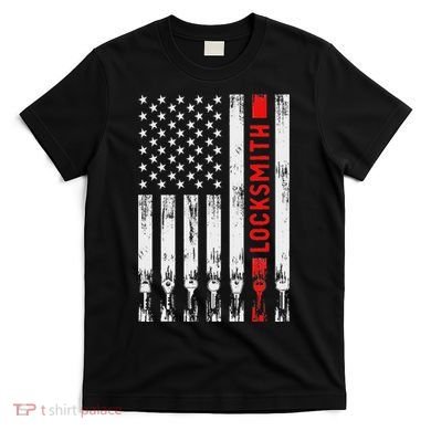 Cool Locksmith Art American Flag Lock Picker T-Shirt