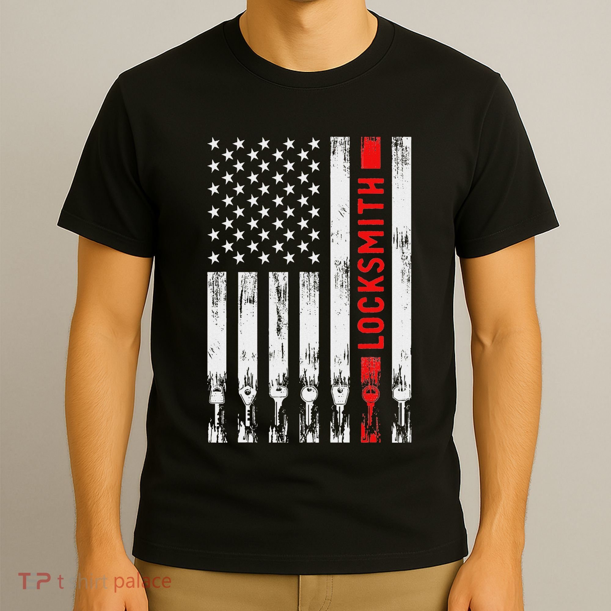Cool Locksmith Art American Flag Lock Picker T-Shirt