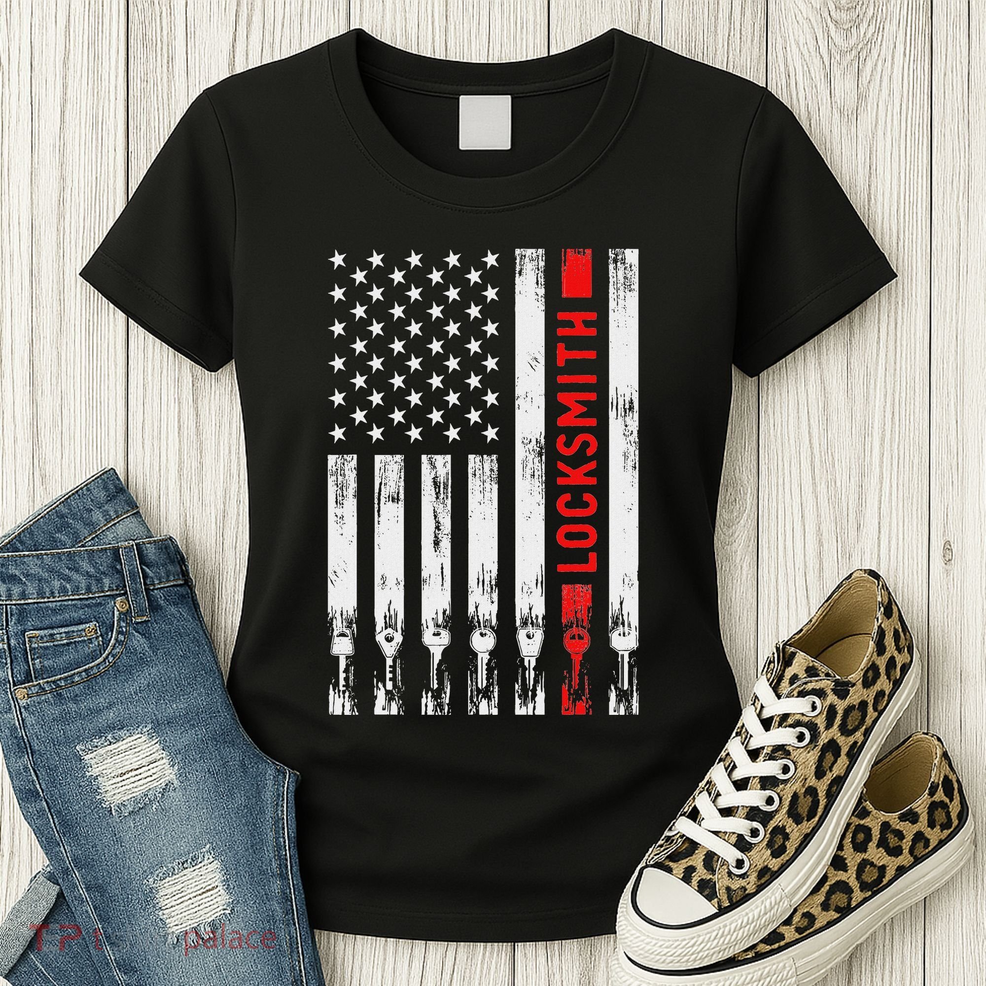Cool Locksmith Art American Flag Lock Picker Women's T-Shirt
