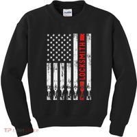 Cool Locksmith Art American Flag Lock Picker Kids Sweatshirt thumb 0