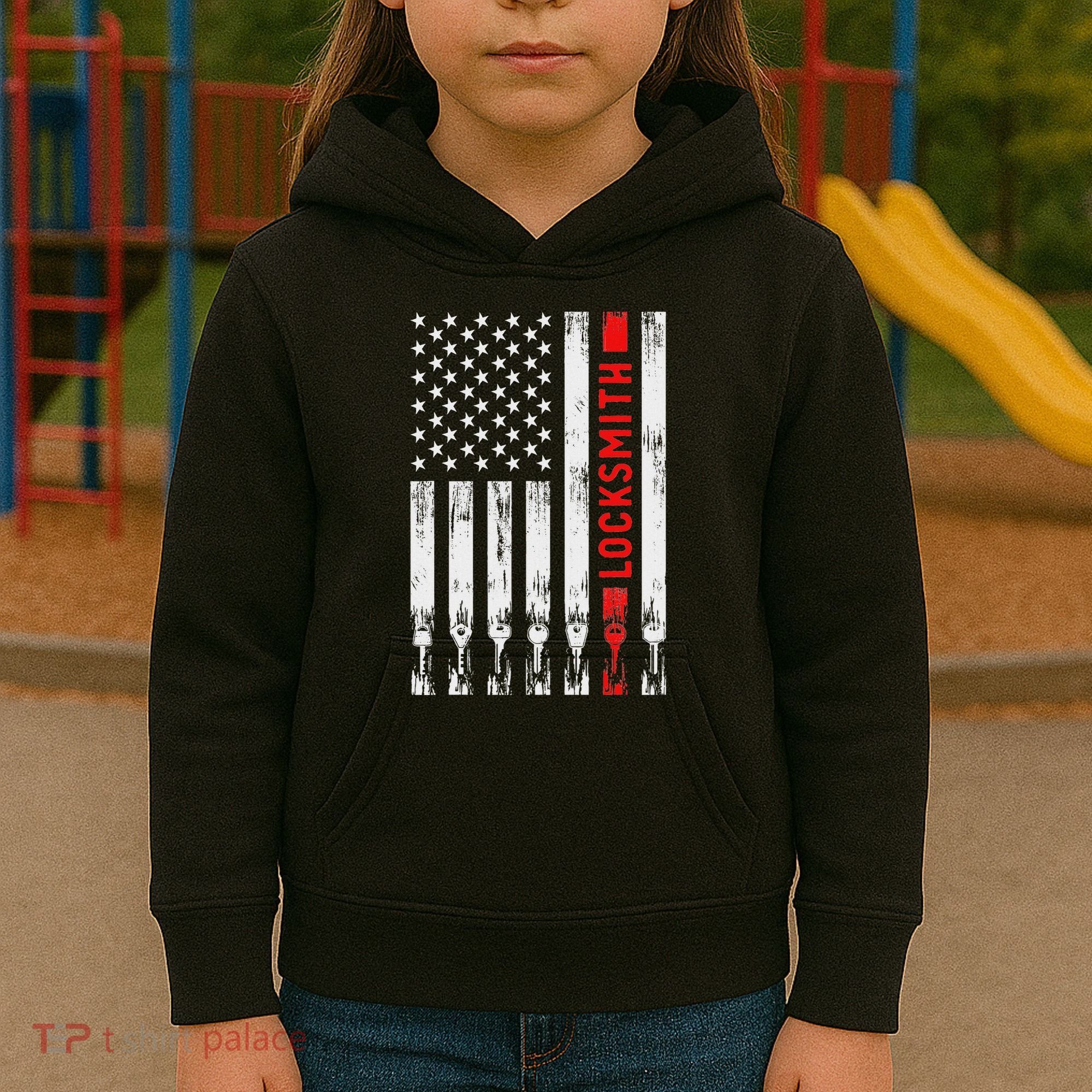 Cool Locksmith Art American Flag Lock Picker Kids Hoodie