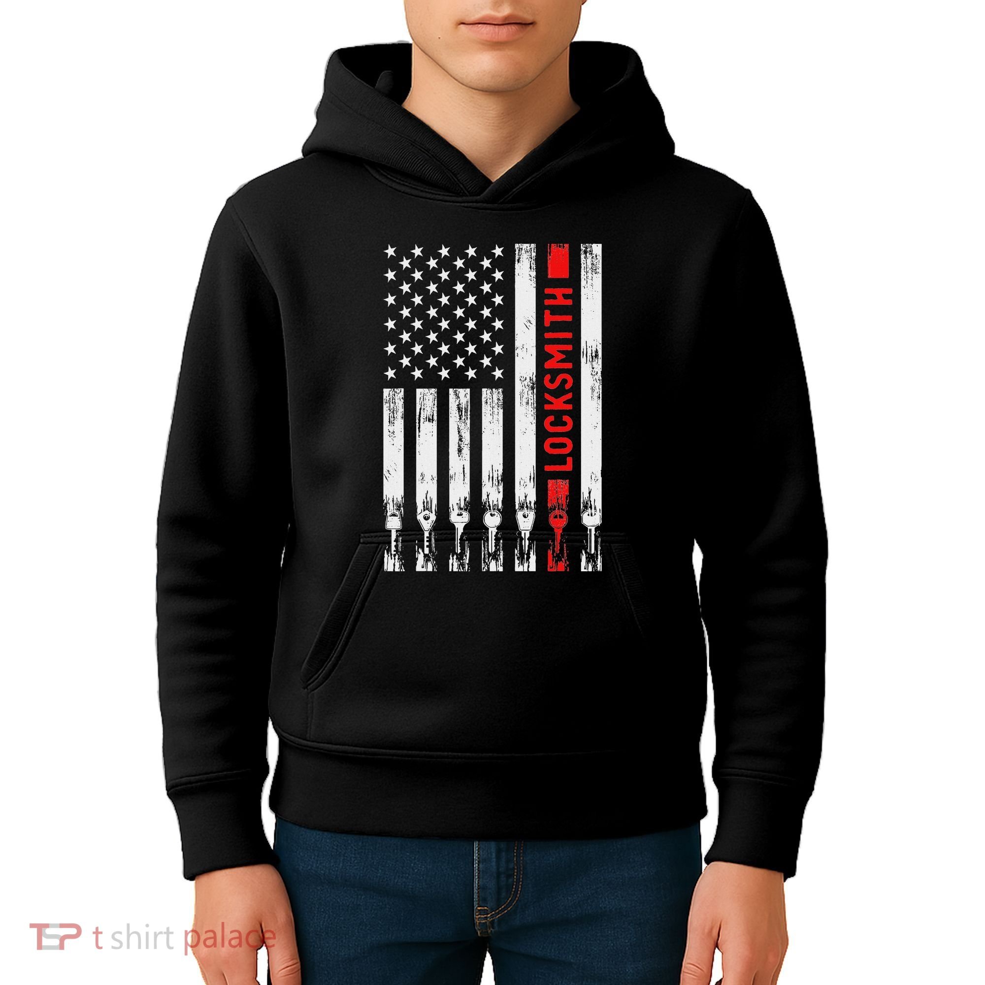 Cool Locksmith Art American Flag Lock Picker Kids Hoodie