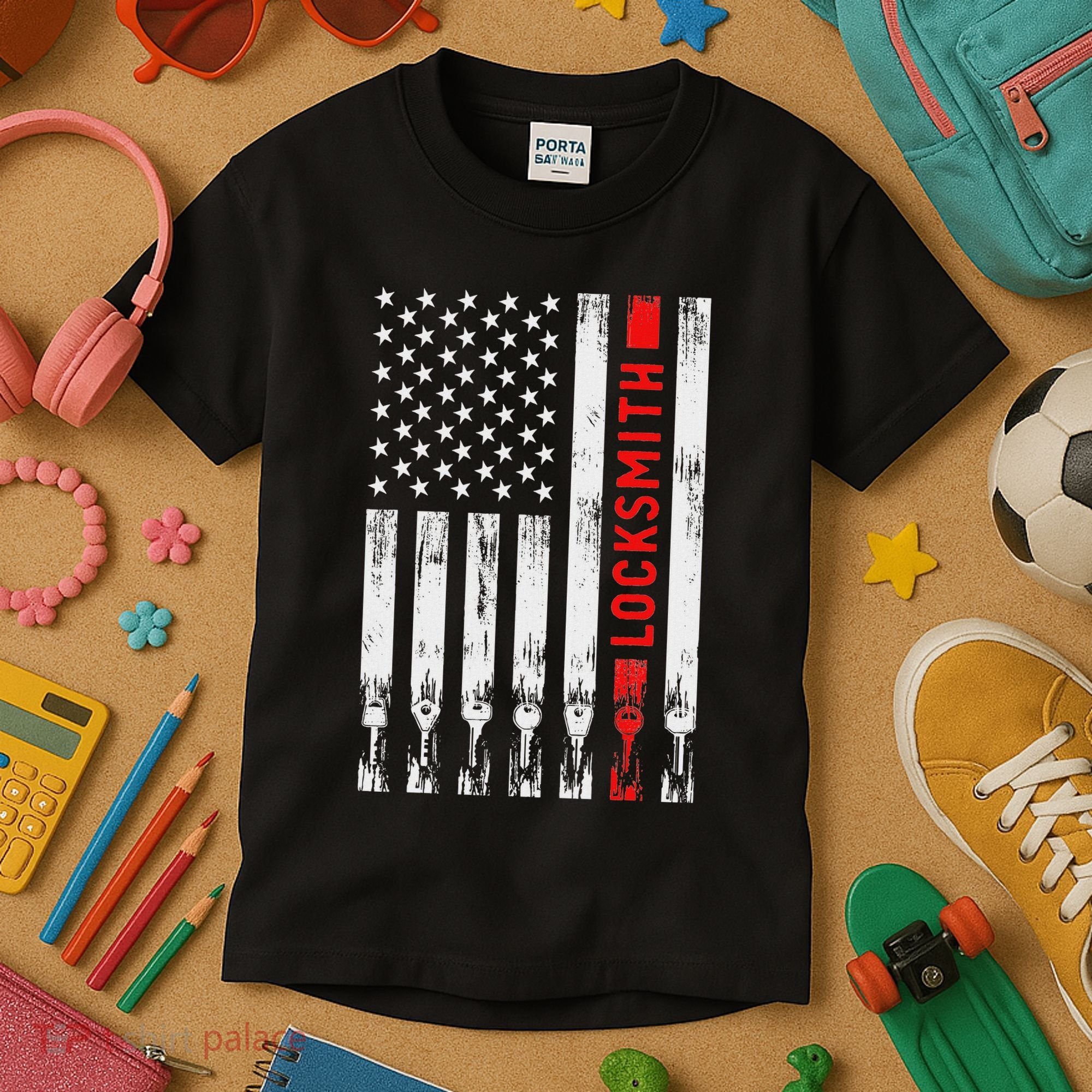 Cool Locksmith Art American Flag Lock Picker Kids T-Shirt