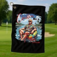 Chillin Like A Felon Retro Summer Pink Funny Trump 2024 Golf Towel thumb 1