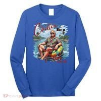 Chillin Like A Felon Retro Summer Pink Funny Trump 2024 Long Sleeve Shirt thumb 0