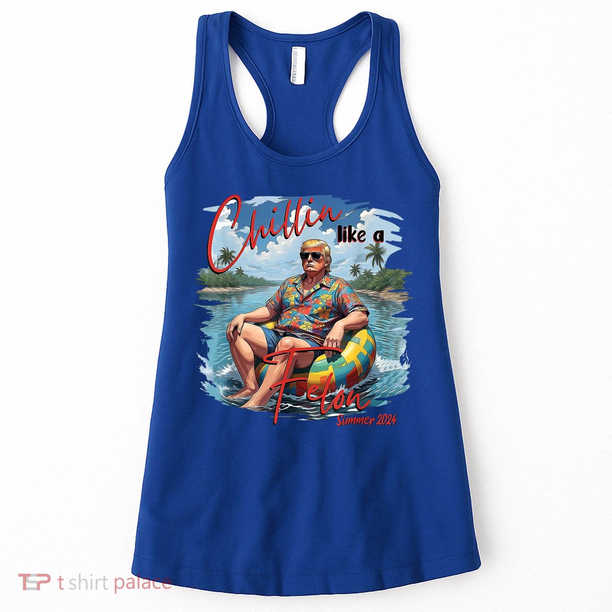 Chillin Like A Felon Retro Summer Pink Funny Trump 2024 Women's Tank Top