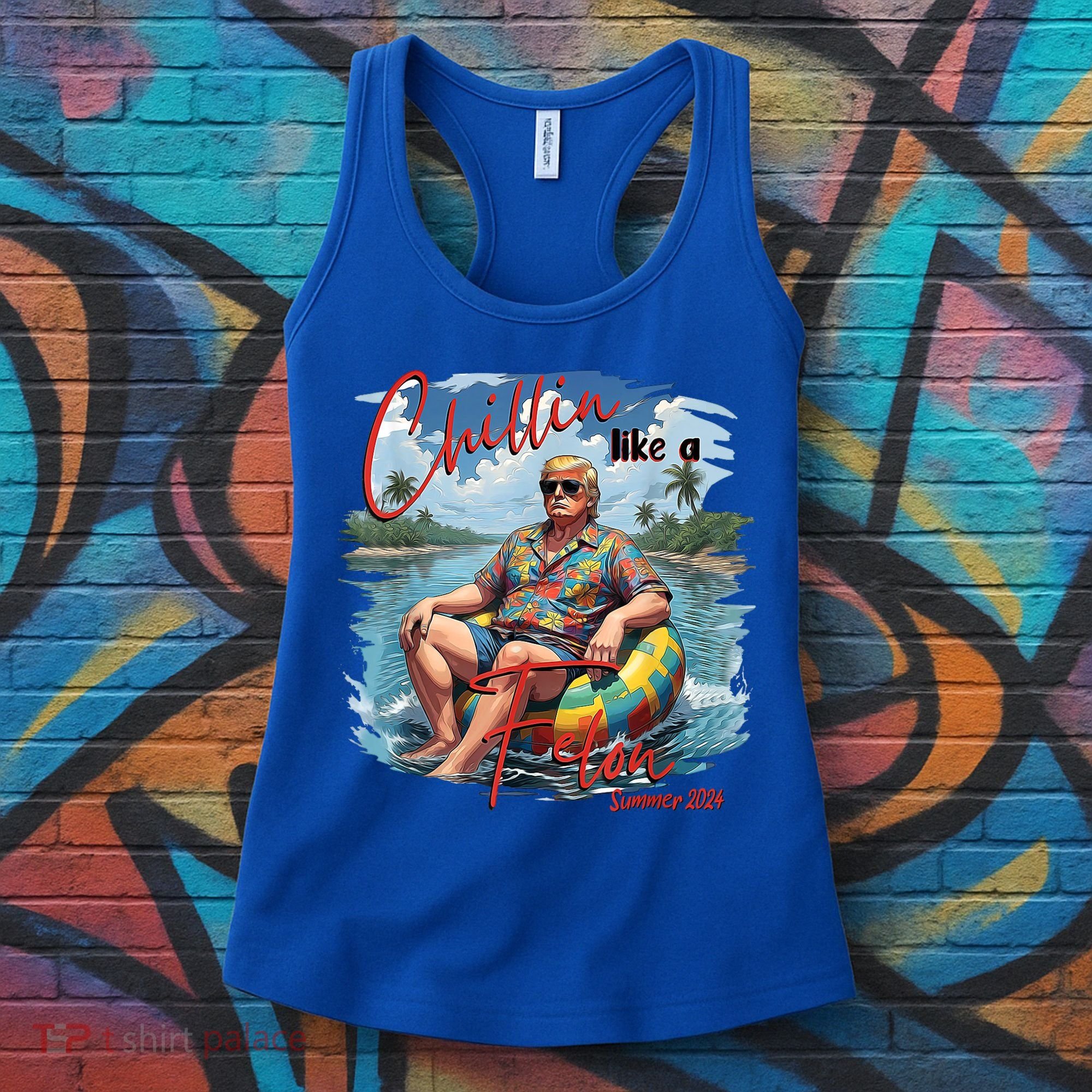 Chillin Like A Felon Retro Summer Pink Funny Trump 2024 Women's Tank Top