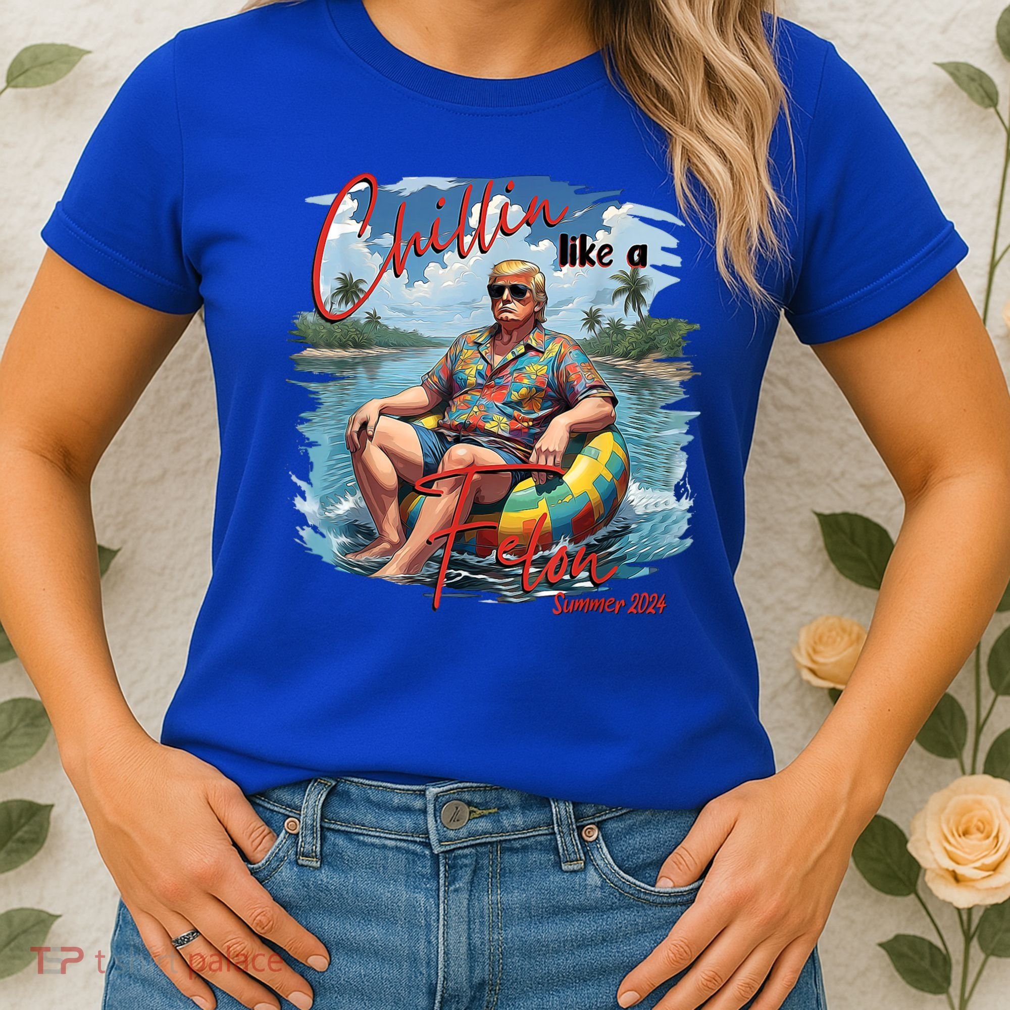 Chillin Like A Felon Retro Summer Pink Funny Trump 2024 Women's T-Shirt