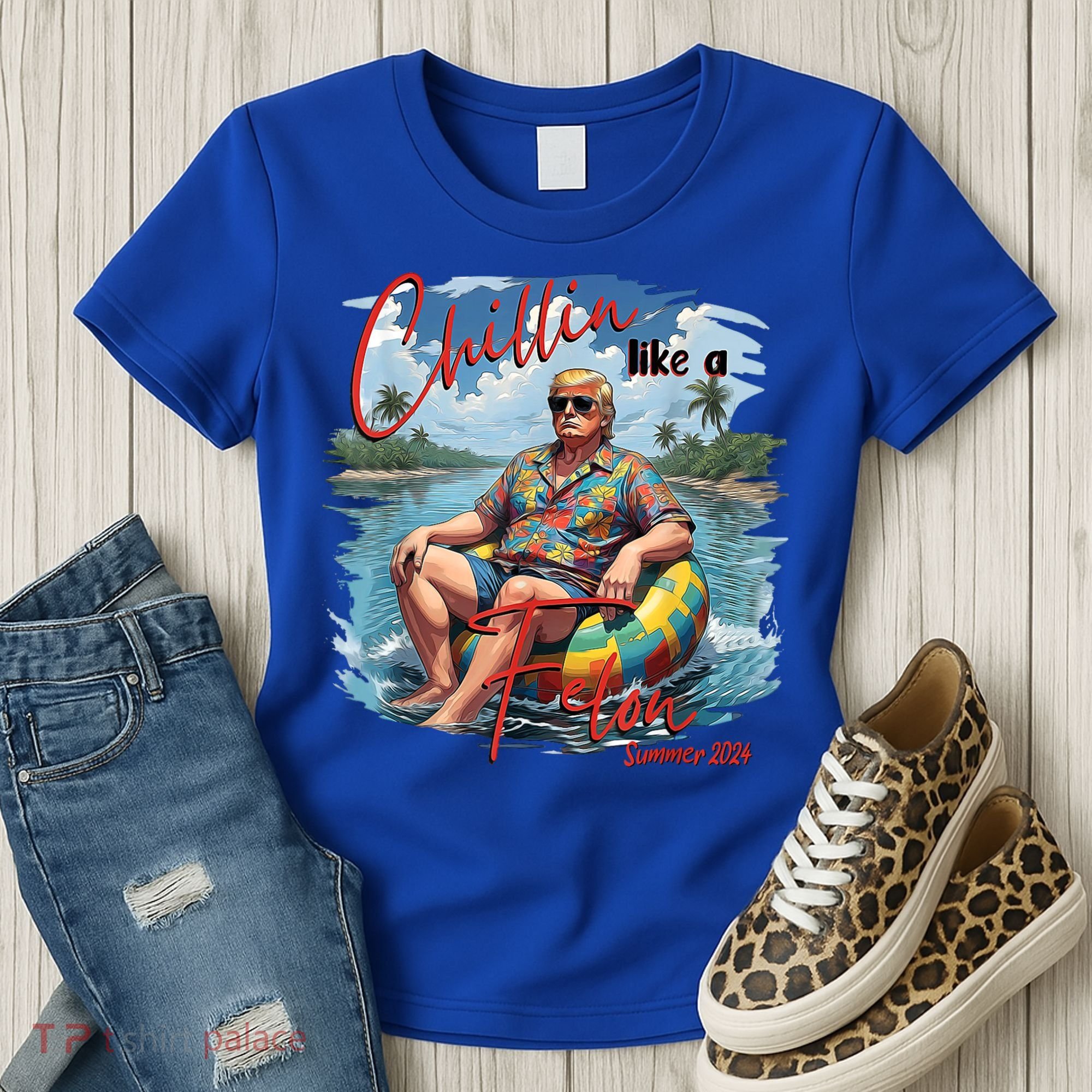 Chillin Like A Felon Retro Summer Pink Funny Trump 2024 Women's T-Shirt