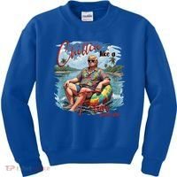 Chillin Like A Felon Retro Summer Pink Funny Trump 2024 Kids Sweatshirt thumb 0